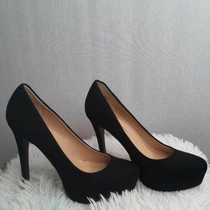 Laundry Women's Suede Block Heel Sandals Shoes Black Shoes